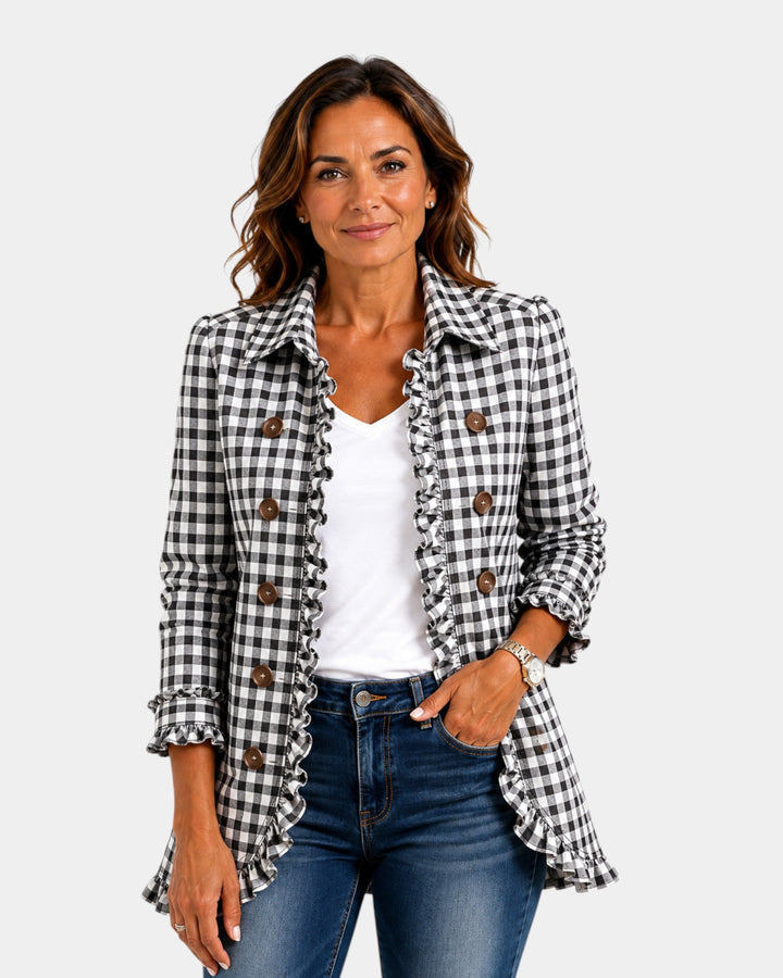 Purificación | Veste à carreaux vichy et volants