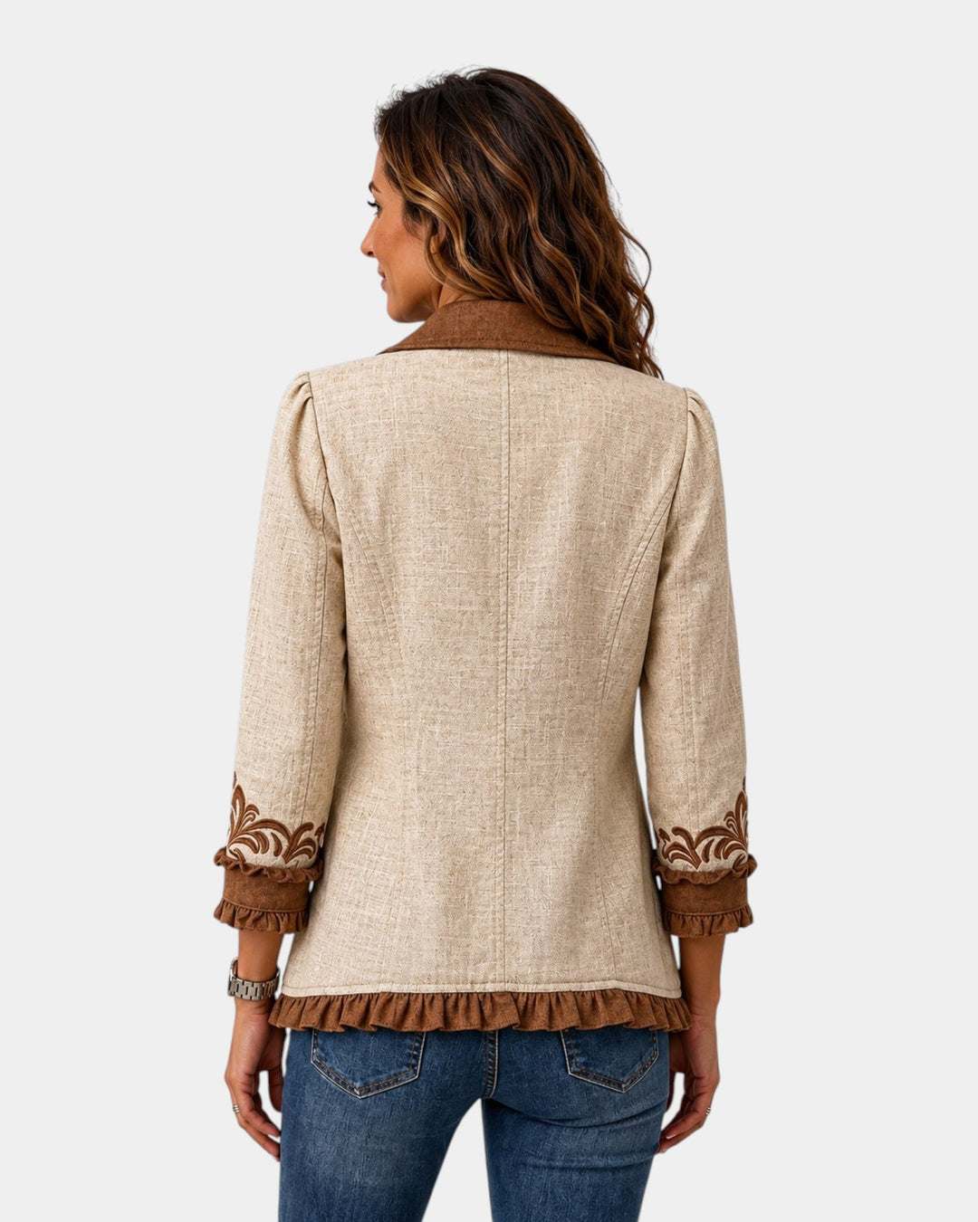 Almudena | Veste florale brodée à volants