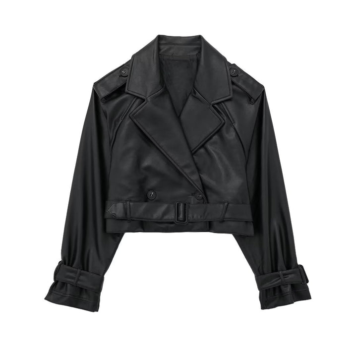 Aigline | Veste trench courte en faux cuir