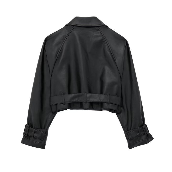 Aigline | Veste trench courte en faux cuir