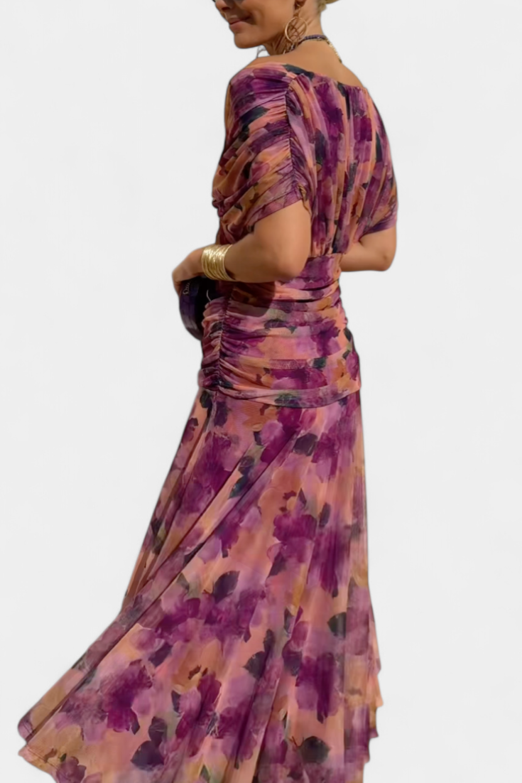 Magda - Robe longue fleurie avec décolleté en V Femme