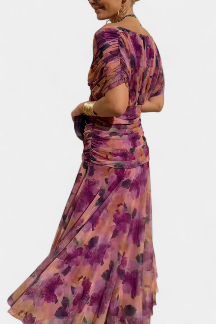 Magda - Robe longue fleurie avec décolleté en V Femme
