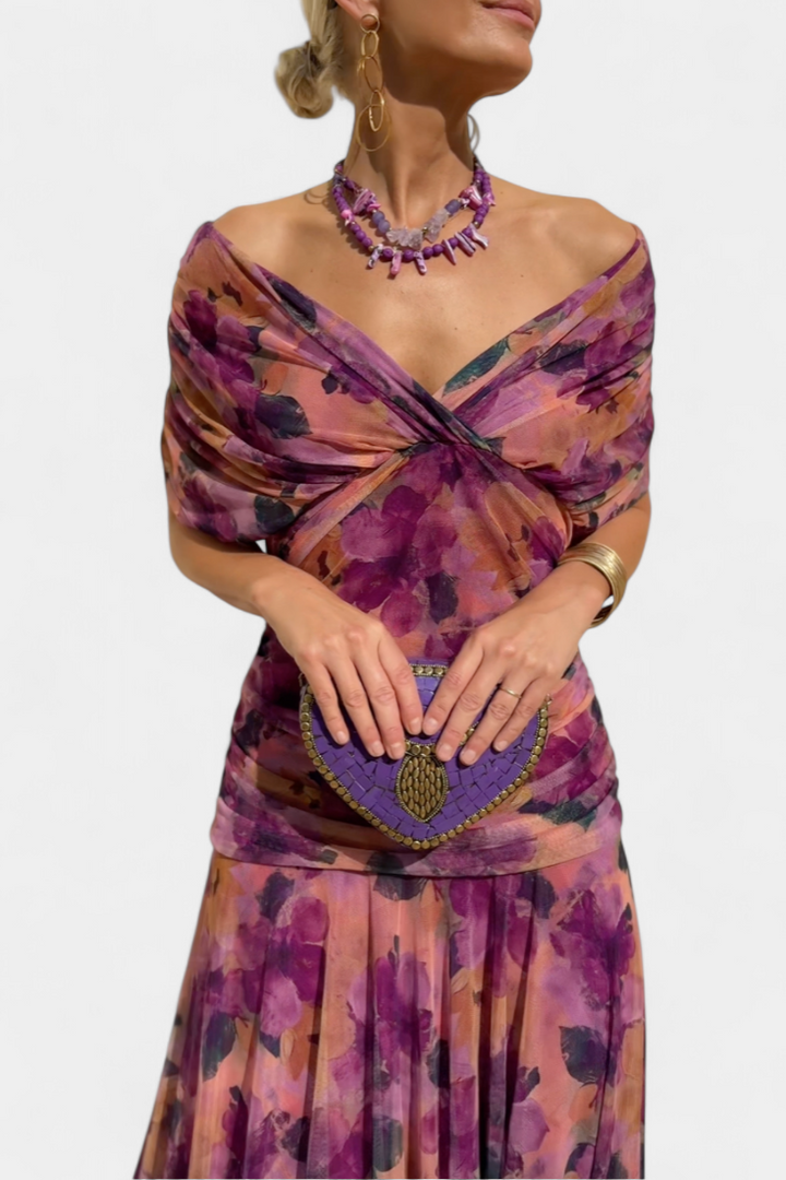 Magda - Robe longue fleurie avec décolleté en V Femme