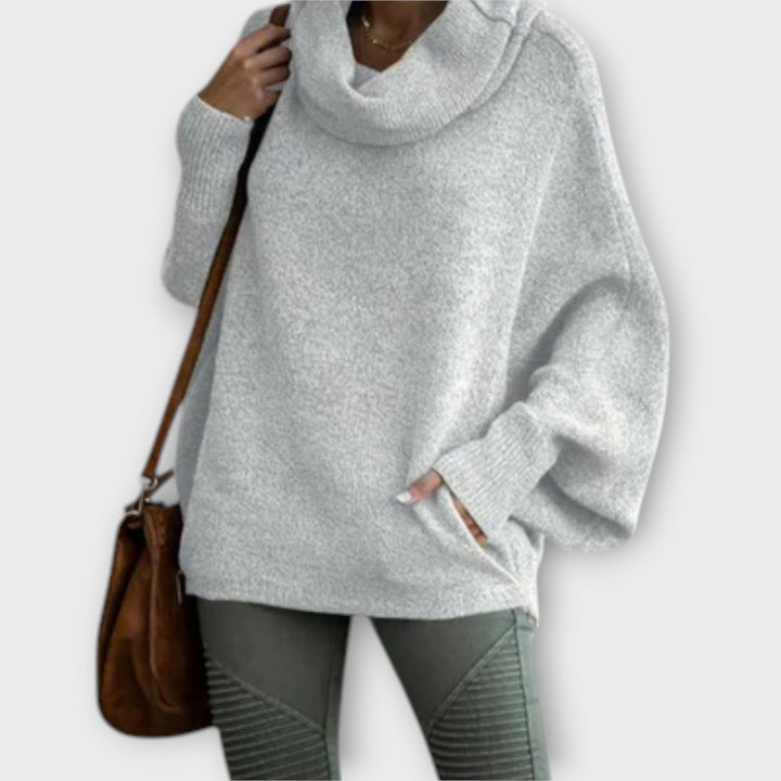 Ulrike - Pull à col roulé beige élégant