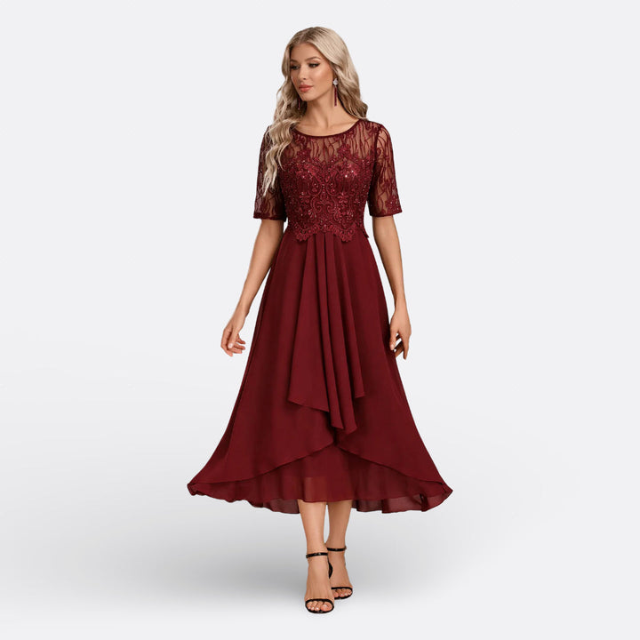 Mariana - Robe en Dentelle à Manches Courtes Femme