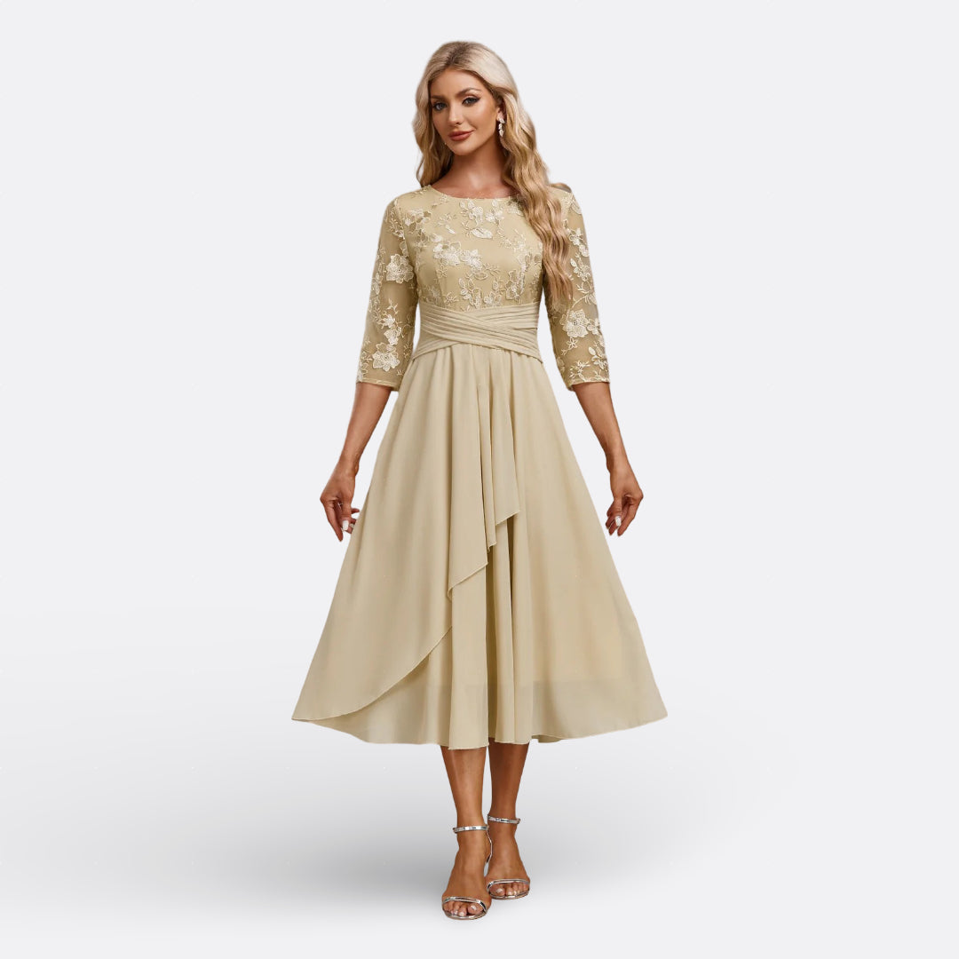 Mariana - Robe en Dentelle à Manches Courtes Femme