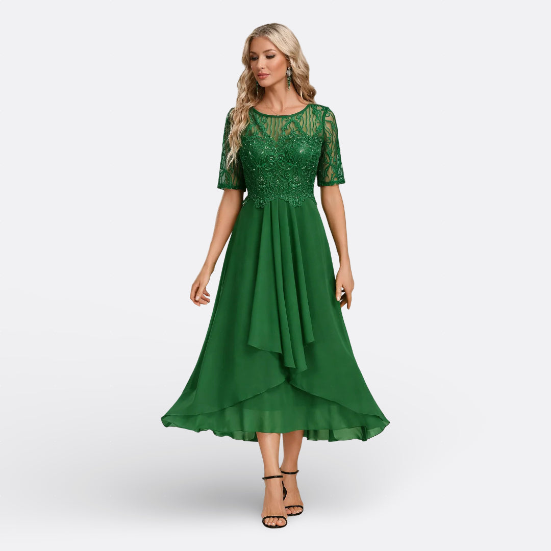 Mariana - Robe en Dentelle à Manches Courtes Femme