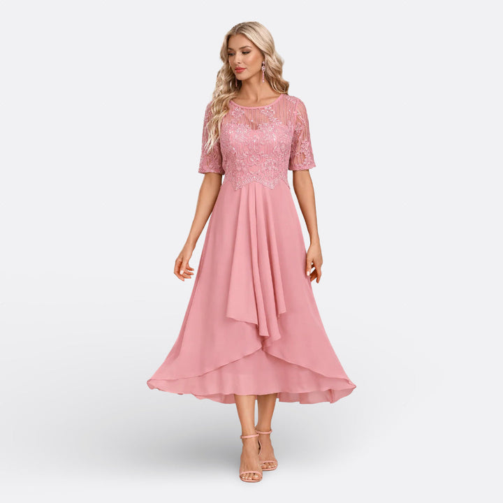 Mariana - Robe en Dentelle à Manches Courtes Femme