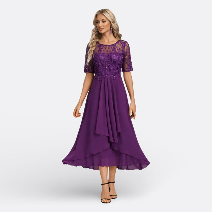 Mariana - Robe en Dentelle à Manches Courtes Femme