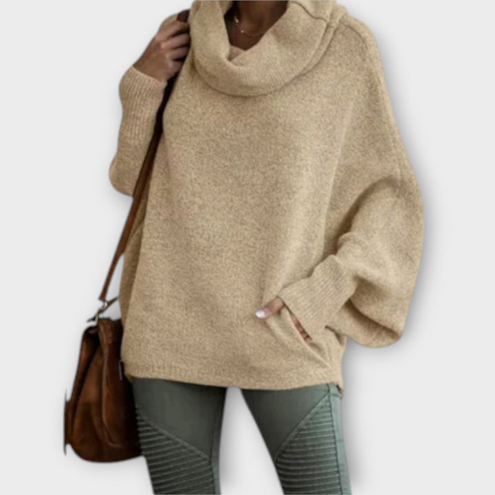 Ulrike - Pull à col roulé beige élégant