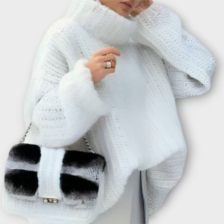 Paulina - Pull à capuche blanc doux avec manches longues