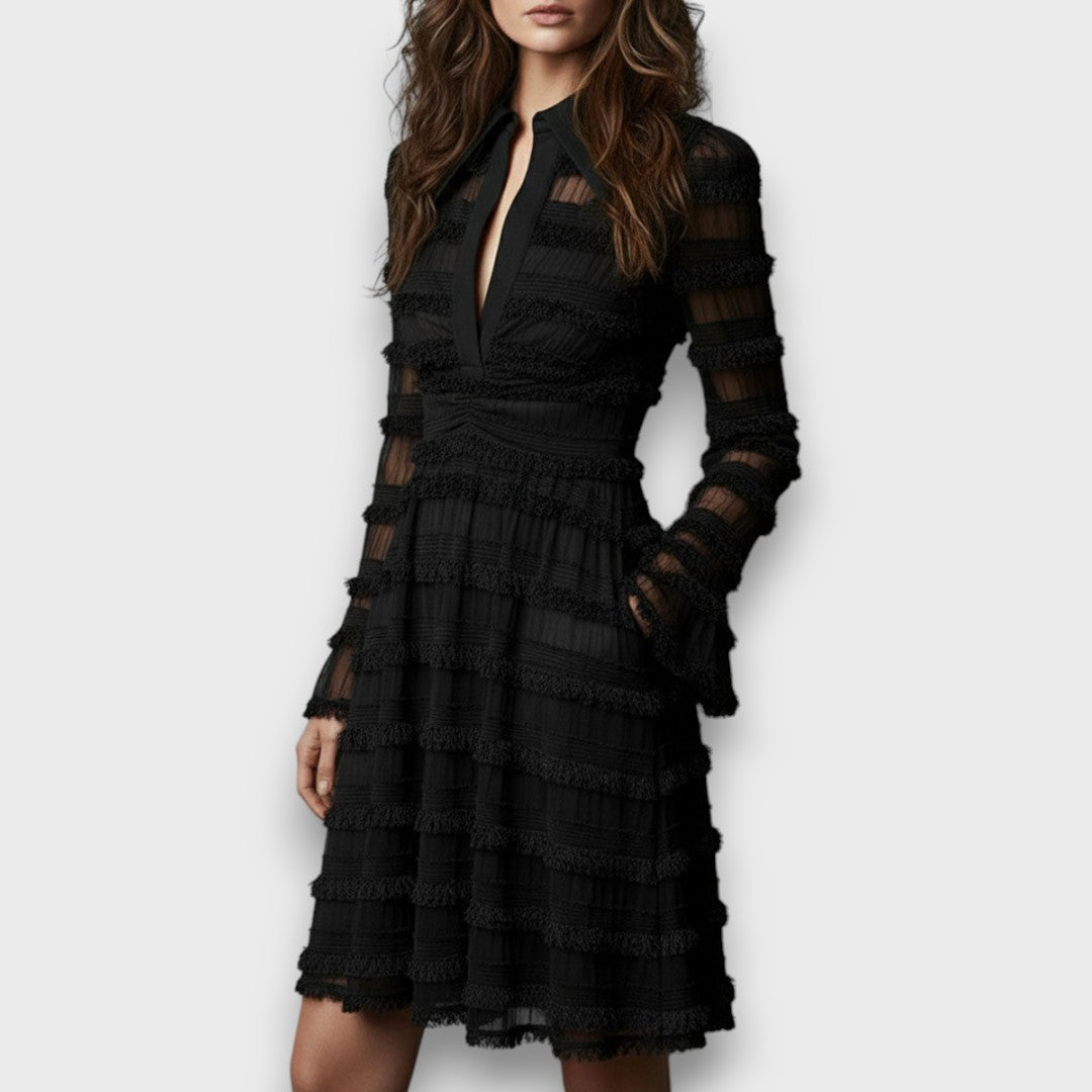 Paulina – Robe Midi Transparente avec Franges Femme