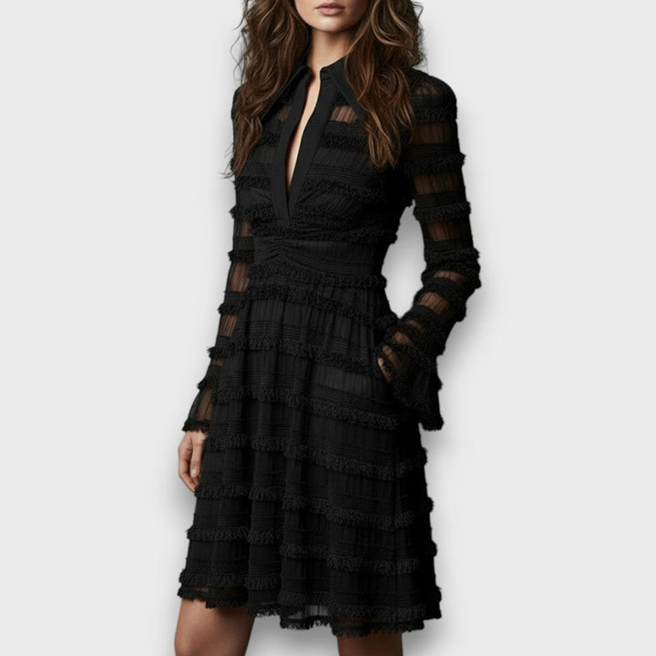 Paulina – Robe Midi Transparente avec Franges Femme