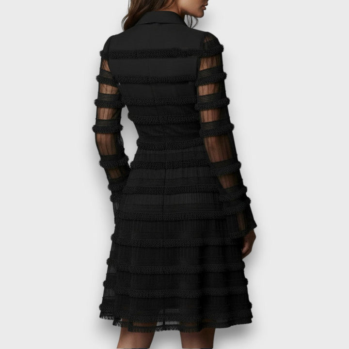 Paulina – Robe Midi Transparente avec Franges Femme