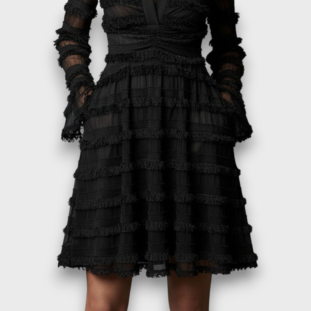 Paulina – Robe Midi Transparente avec Franges Femme