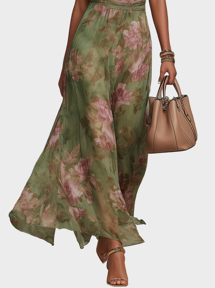 Livia - Robe Maxi Halter Élégante à Fleurs Femme