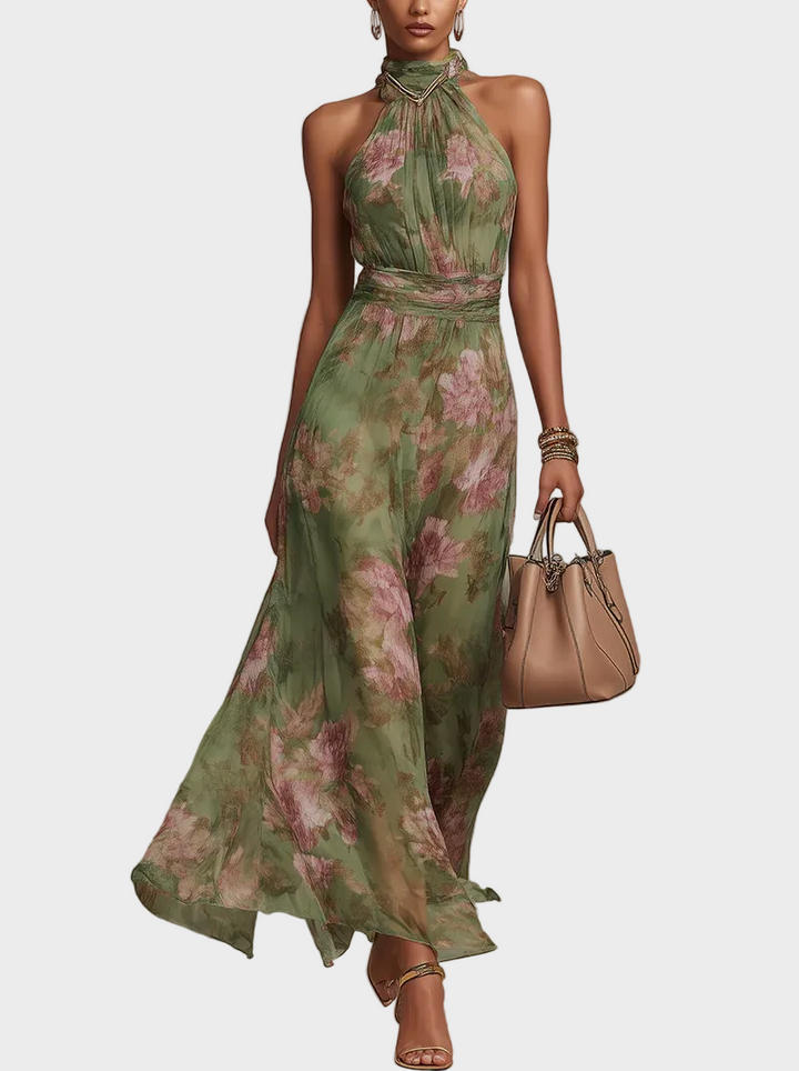 Livia - Robe Maxi Halter Élégante à Fleurs Femme