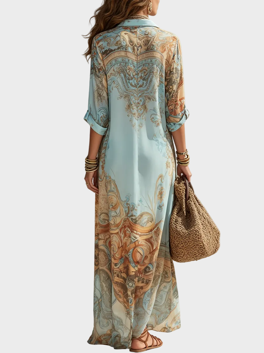 Loisa - Robe Maxi Méditerranéenne Femme