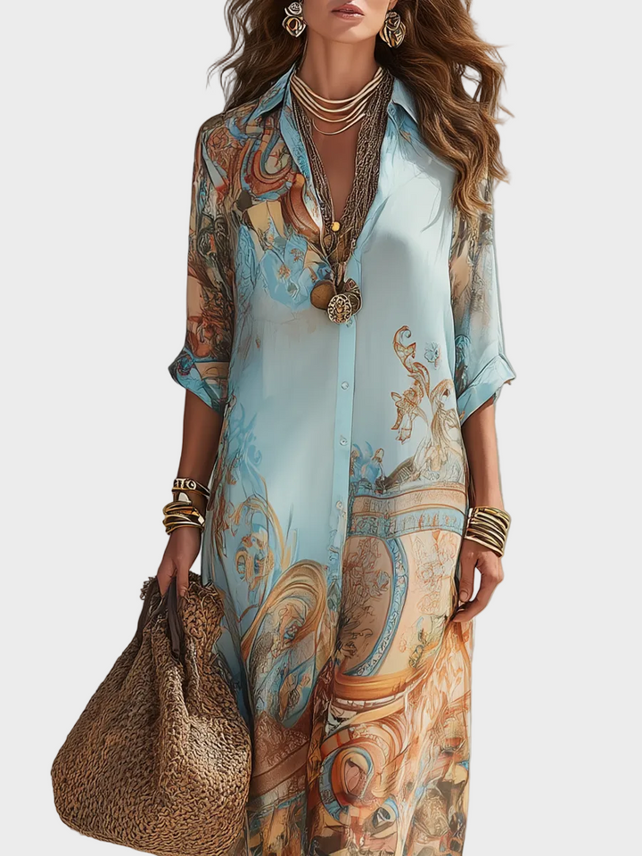 Loisa - Robe Maxi Méditerranéenne Femme