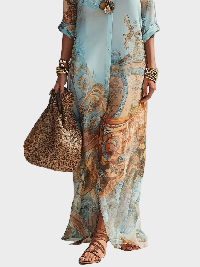 Loisa - Robe Maxi Méditerranéenne Femme