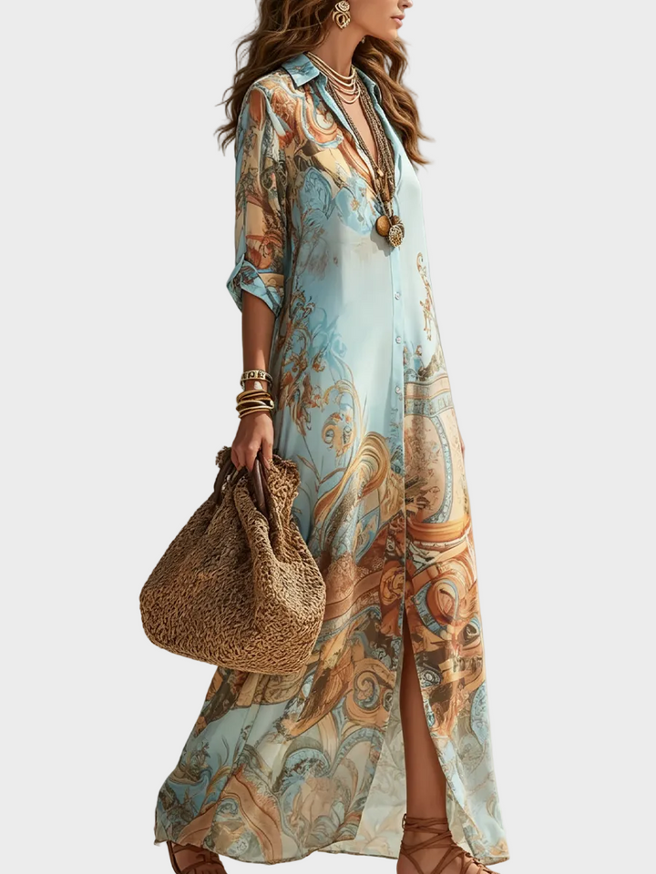 Loisa - Robe Maxi Méditerranéenne Femme