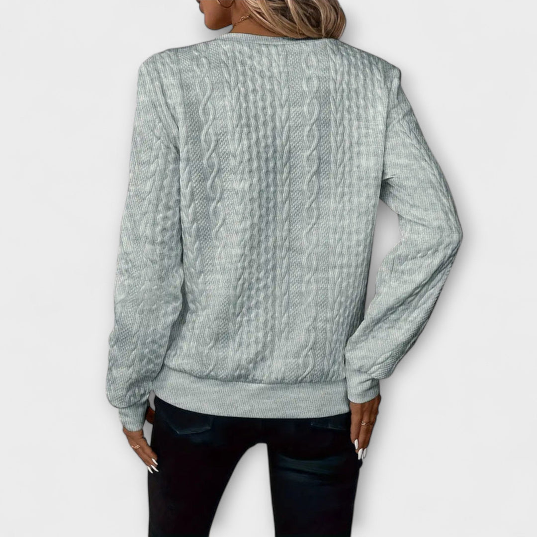Joy - Pull en tricot élégant blanc avec motif en relief