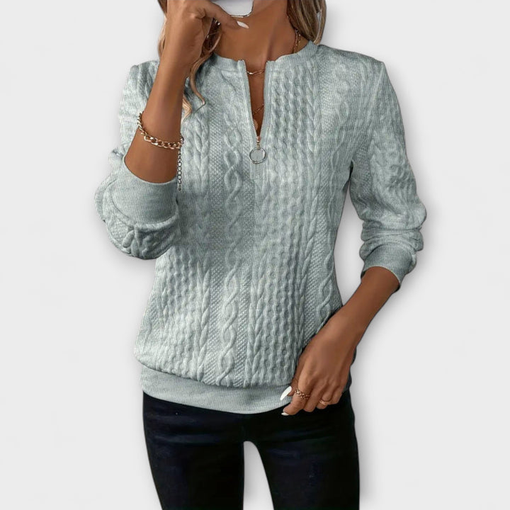 Joy - Pull en tricot élégant blanc avec motif en relief