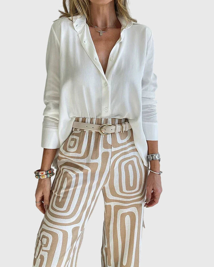 Emilia | Pantalons Élégants + Blouse & Ceinture Offertes