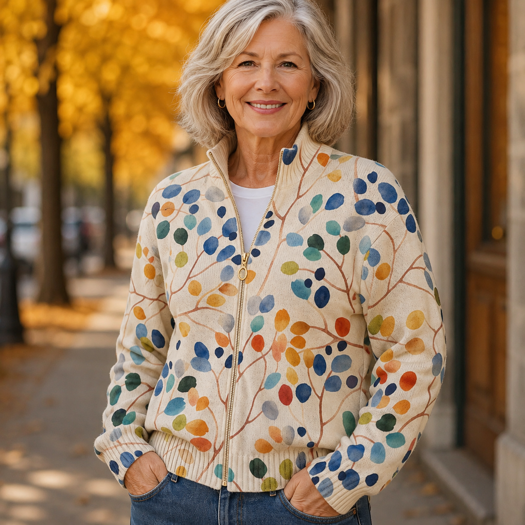 Imogene - Cardigan zippé à imprimé botanique
