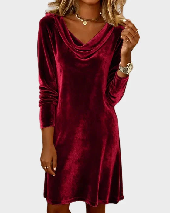 Frosina - Robe en Velours Décontractée Femme