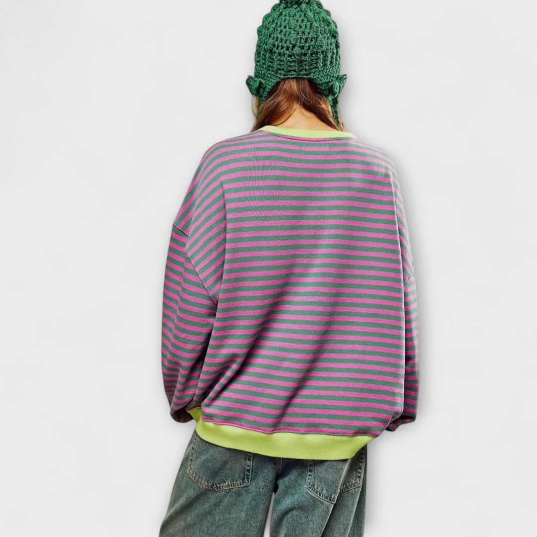 Mary - Pull oversized à rayures lilas