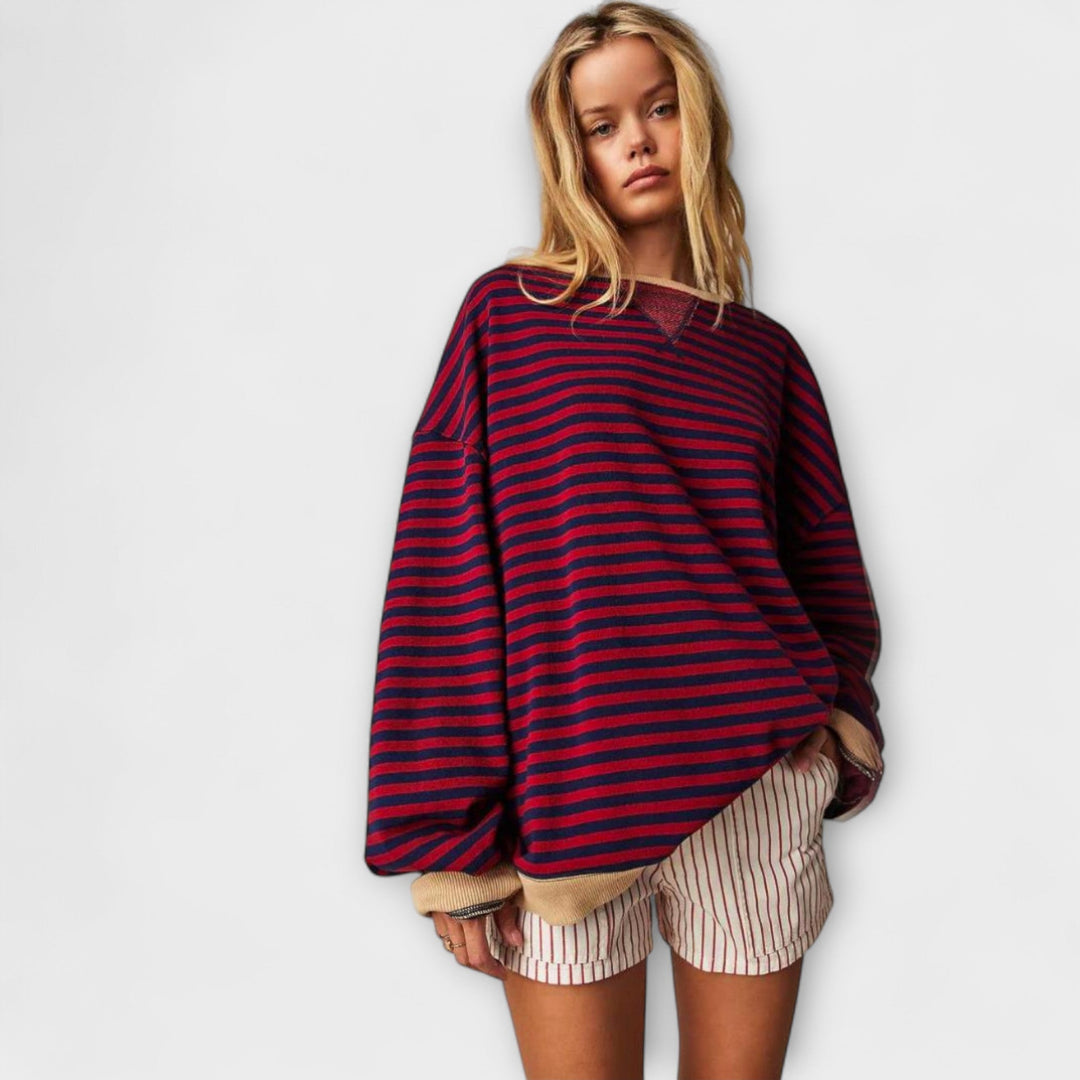 Mary - Pull oversized à rayures lilas