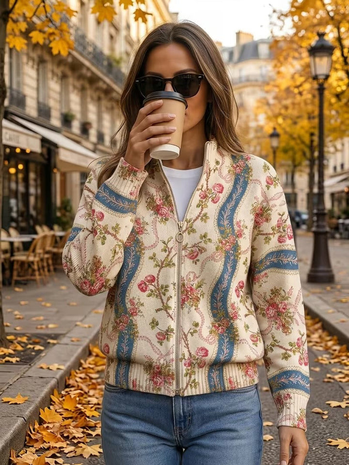 Eulalia - Cardigan à ruban en rose grimpant