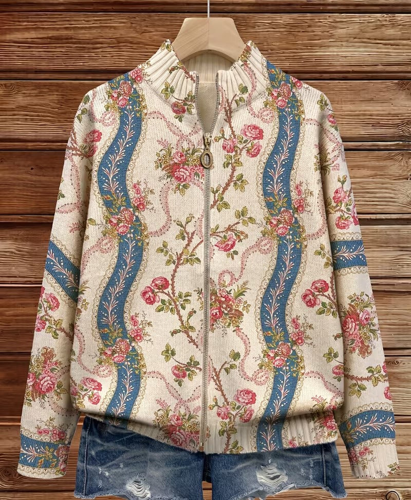 Eulalia - Cardigan à ruban en rose grimpant