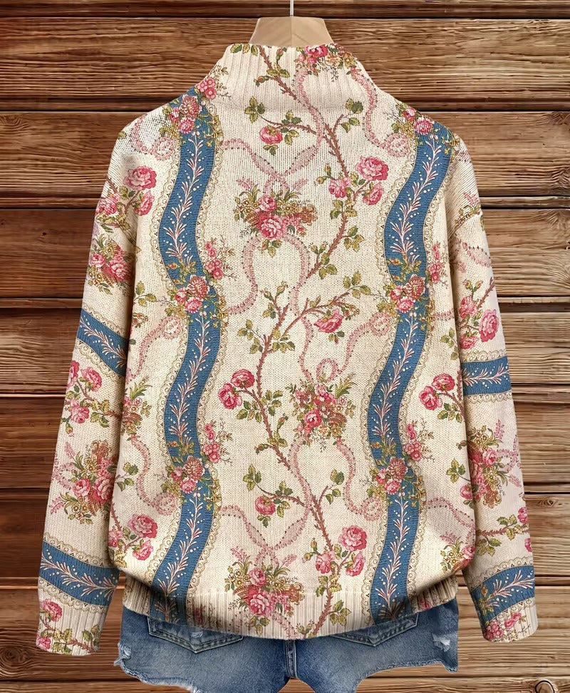 Eulalia - Cardigan à ruban en rose grimpant