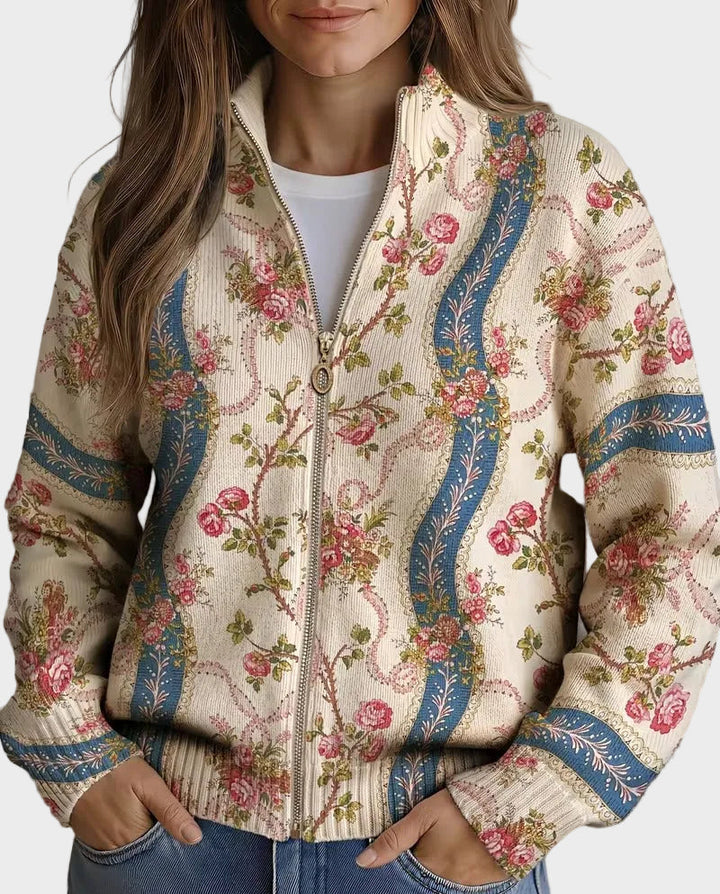 Eulalia - Cardigan à ruban en rose grimpant