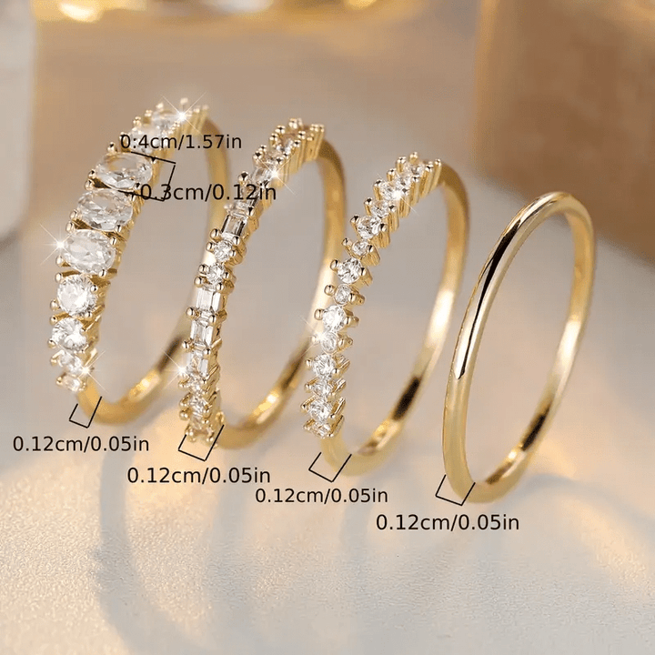 Bagues Empilables en Zirconia Doré 14k