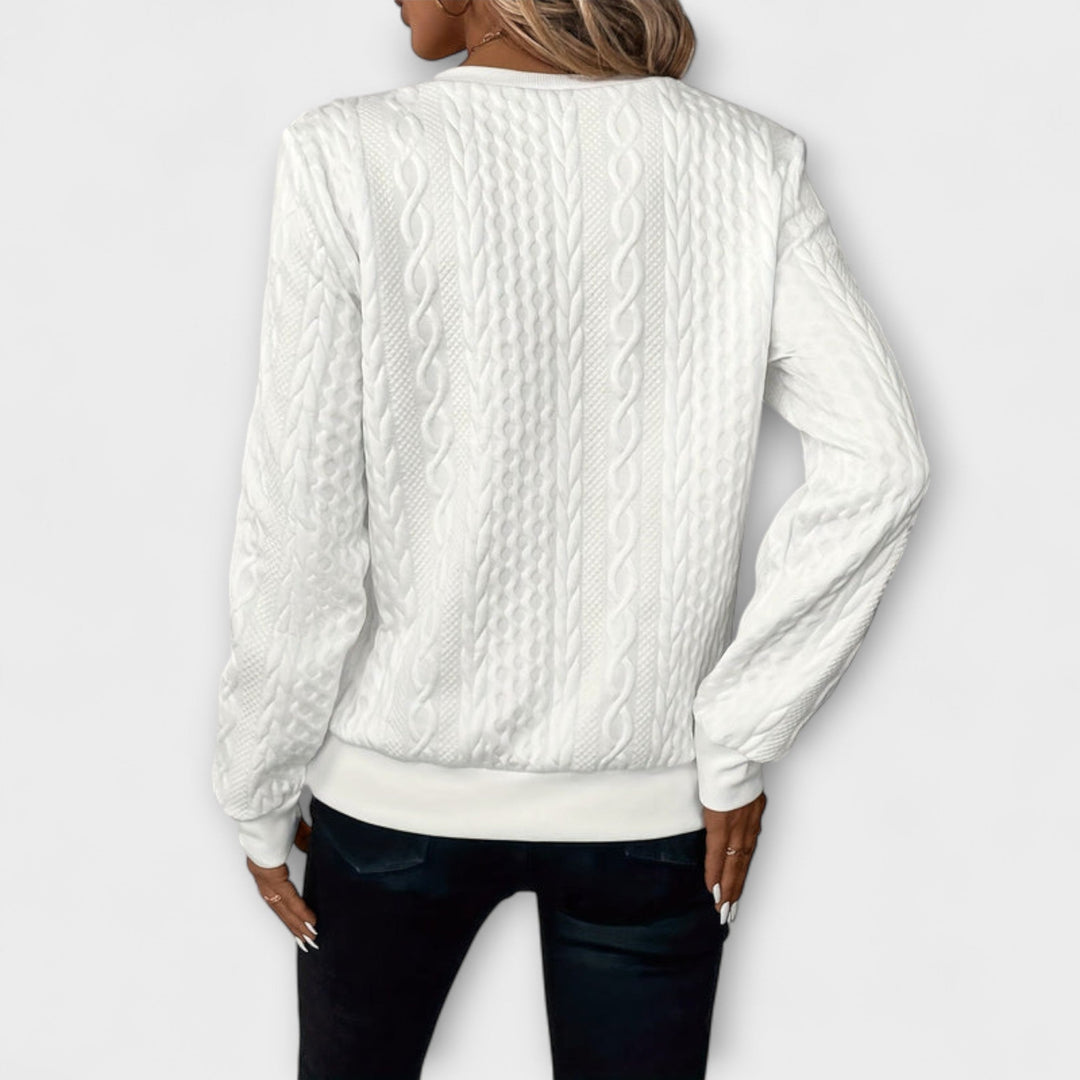 Joy - Pull en tricot élégant blanc avec motif en relief