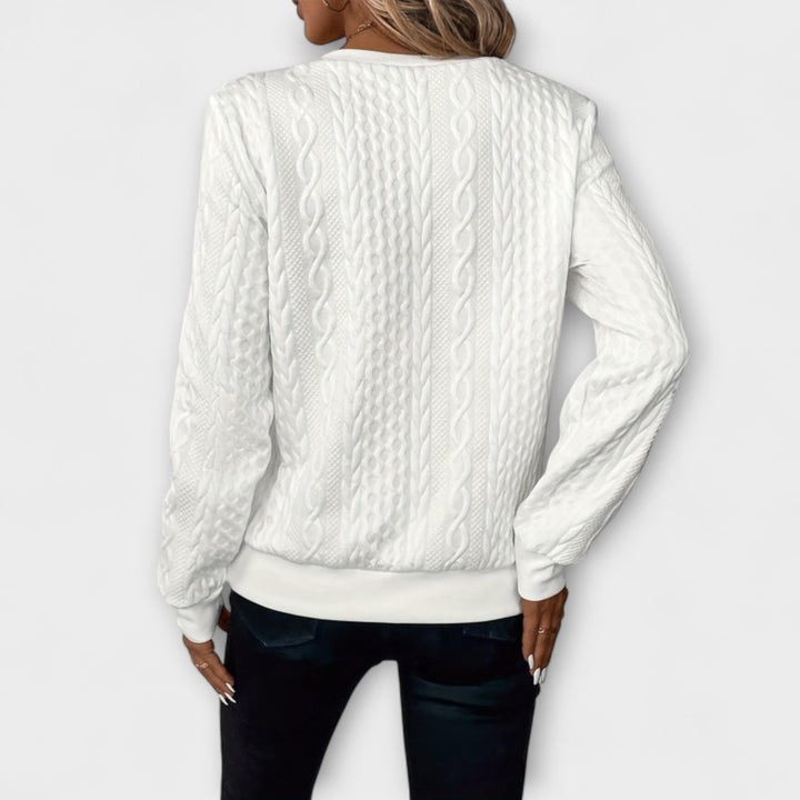 Joy - Pull en tricot élégant blanc avec motif en relief