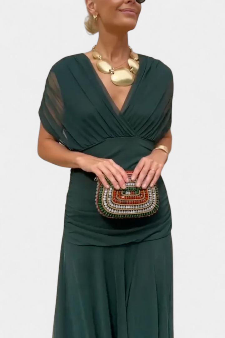 Magda - Robe longue fleurie avec décolleté en V Femme