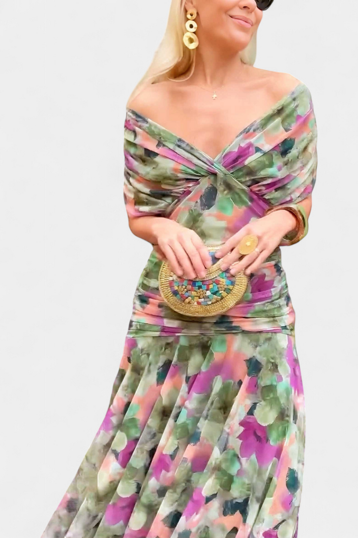 Magda - Robe longue fleurie avec décolleté en V Femme