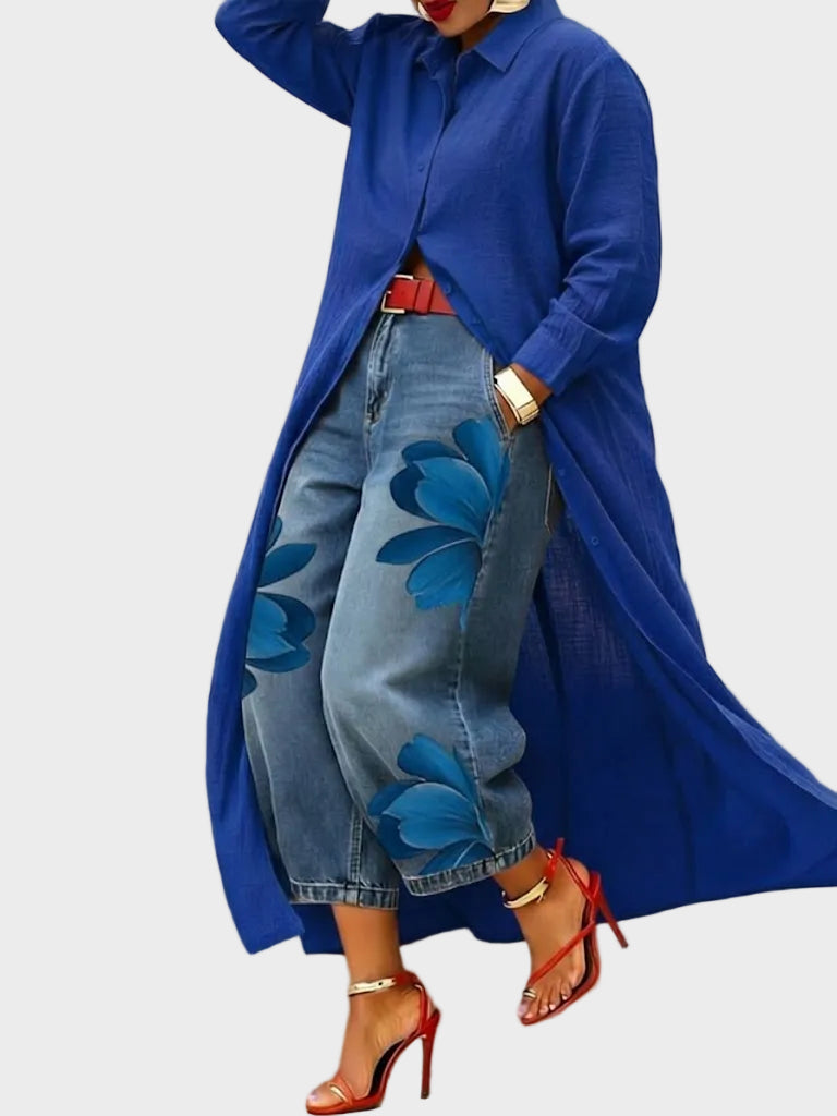 Daniella - Robe en lin & Ensemble en denim floral Femme