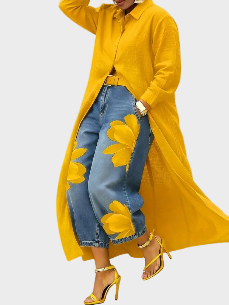 Daniella - Robe en lin & Ensemble en denim floral Femme