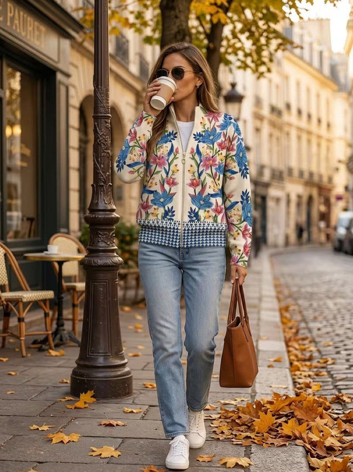 Tabitha - Cardigan Floral à Zip de Jardin Botanique