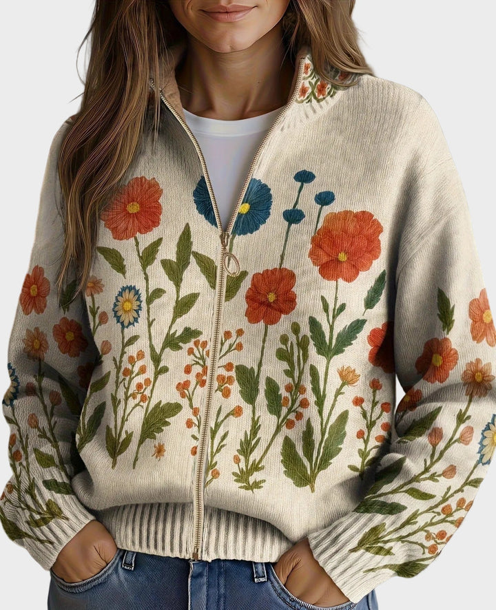 Wrenna - Cardigan zippé à fleurs sauvages